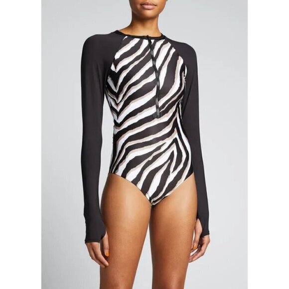 💕TRINA TURK💕 Vivant Half Zip Paddle Suit ~ Vivant Print Swim Knit XS NWT - Picture 8 of 16